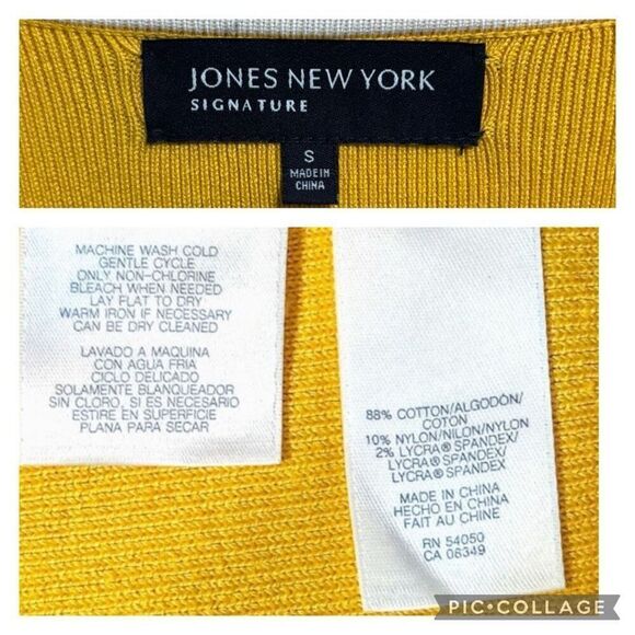 Jones New York Signature Bright Yellow 3/4 Sleeve Stretch Cardigan Women Small - Picture 8 of 10